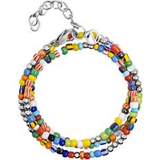 Smycken Nialaya Men's Wrap Bracelet With Assorted Vintage Trifocal Beads - Multi