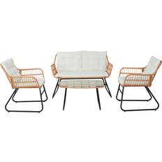 Svita Capri Balkonmöbel-Set Polyrattan 4-tlg Gartenlounge Natur Lounge-Set