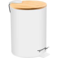 Bamboo Bamboo Lid Pedal Bin 3L - White