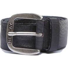 Replay Belts Replay Mens Wash Faded Thick Leather Belt - Black