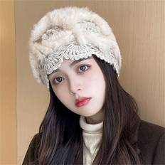 Snow Snow Beanie Thicken Soft Elastic Fluffy Winter Hat - Hollow Rabbit