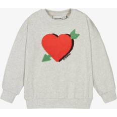 Mini Rodini Girls Grey Heart Organic Cotton Sweatshirt - Grey Heart