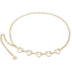Gold Body Chains Zac's Alter Ego Women's gold heart moon & star charm metal link body chain fashion belt women