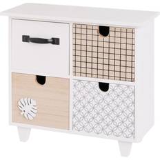 BigBuy Home Elegant White Grey Leaves Jewelry Box - Natural MDF Wood
