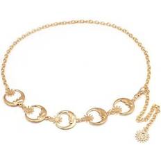 Gold Body Chains Zac's Alter Ego Women's Gold Moon Star Charm Metal Link Body Chain Fashion Belt