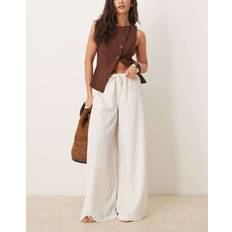 Stradivarius Flowing Striped Trousers - Ecru