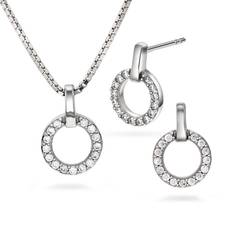 Pan Jewelry Smykkesett 925 Sølv Med Zirkonia Og Sirkel