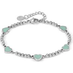 Nomination Green Bracelets Nomination Emosfere Five Green Heart Beaded Stainless Steel Bracelet - Silver