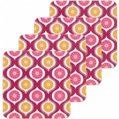 KitchenCraft Coasters KitchenCraft Geometric Cork Back Laminated Coasters Set of 4 Pink Coaster