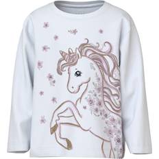 Guld Overdele Name It Bright White Unicorn Valiane - Hvid