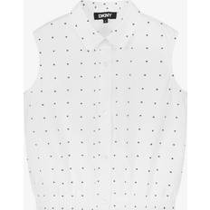DKNY Girls White Cotton Logo Print Blouse - White