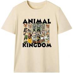 Disney Women's Minimalist Cute Cartoon Character Print Round Neck Daily Casual Apricot Short Sleeve T-Shirt - Fashion Versat