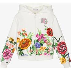 White Hoodies Dolce & Gabbana Girls Ivory Floral Print Hoodie Ivory