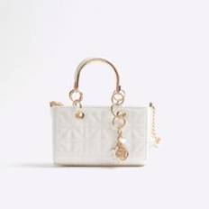 Totes & Shopping Bags River Island Metal Handle Tote Bag - White