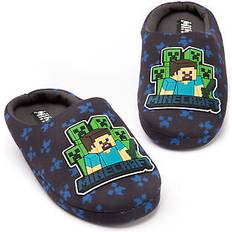 Vegan Slippers Children's Shoes Minecraft Slippers Boys Kids Blue Creeper vs Zombie House Shoes - Navy