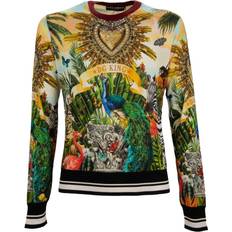 Silk Jumpers Dolce & Gabbana Tropical Heart Logo Crown Silk Longsleeve Sweatshirt Pullover