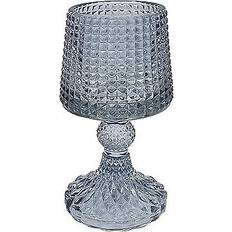 Blue Candle Holders Lesser & Pavey Glass Blue Embossed Design Candle Holder
