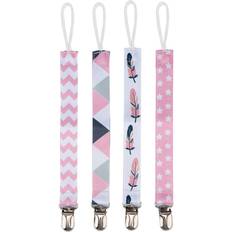 Baby Pacifier Clip Chain Printing Cotton Strap 4pcs