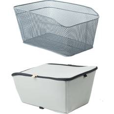 West Biking Rear Bike Basket Large Capacity Metal Wire Bicycle Basket Waterproof Rainproof Cover Bag Grey
