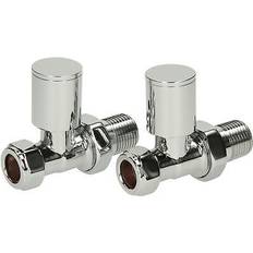 Duratherm Modern Straight Heated Towel Rail Radiator Valves 15mm Chrome