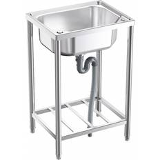 Stainless Steel Full-Size Sinks Living and Home Single Trough 201 Stainless Steel Commercial Sink 56 x 43 cm