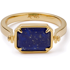 Astley Clarke Gold Deco Lapis and Malachite Spinner Ring