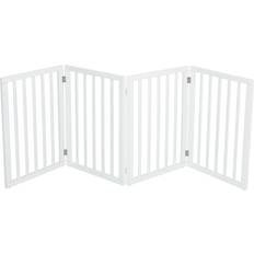 Living and Home White 4 Panel Wooden Foldable Pet Safety Gate 60.5 x 183.5 x 1.8 cm
