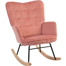 Homcom Stolar Homcom Schaukelsessel Mit Kordoptik Rosa 85 cm Schaukelstuhl