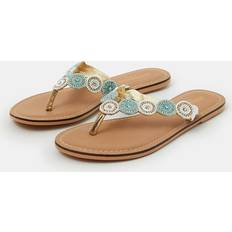 Accessorize Beaded Circle Flip Flops - White