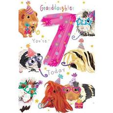 Kingfisher Granddaughter 7th Birthday Card Age 7 Guinea Pigs 9 x 6 in