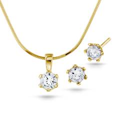 Pan Jewelry Smykkesett I Forgylt Sølv Med Zirkonia