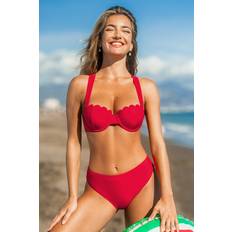 Cupshe Scalloped Glow Red Underwire Bikini Set
