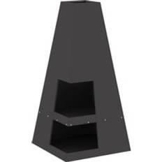 Vedförvaring vidaXL Eldstad Med Vedförvaring Svart 50x50x100 cm Stål