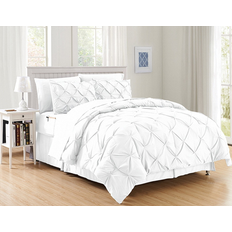 Elegant Comfort 8 Pieces In A Bag Pintuck Pattern Comforter Set Twin/Twin XL Bed Linen White