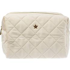 Sminkevesker Dark Velvet Square Quilted Make-Up Pouch Large - Sand