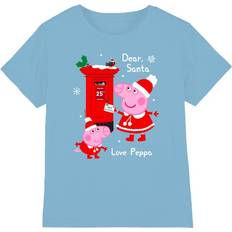 Childrens Kids Letter To Santa And George T-Shirt - Sky Blue