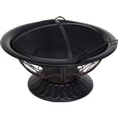 Garden & Outdoor Environment OutSunny Steel Lift-Top Screen Firepit Black