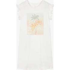 Organic Dresses Chloe Chloé Girls Ivory Cotton Palm Tree Print Dress - Ivory