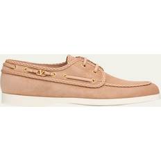 Valentino Shoes Valentino Braided-Edge Suede Loafer - Brown