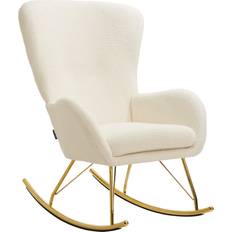 Beige Rocking Chairs tectake Swing Armchair with Steel Runners Rocking Chair