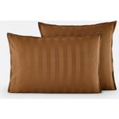 Cotton Satin Pillow Cases LA REDOUTE INTERIEURS Victor Striped 100% Washed Cotton Satin 300 Thread Count Pillowcase 50 x 70 cm Pillow Case Gold
