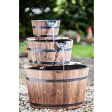 HEISSNER Water Features 3 Tier Wooden Barrel