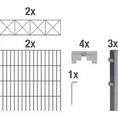 Alberts Stålnätspanel Set Nexus Dubbla Trådar 200x140 cm 4m Antracit