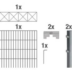 Alberts Stålnätspanel Set Nexus Dubbla Trådar 200x140 cm 2m Antracit