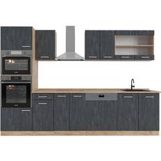 Cuisines Équipées Vicco Cuisine R-Line Béton Noir Chêne Doré