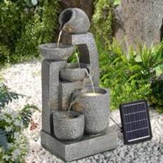 Outdoor Garden Solar Powered Water Fountain Grey