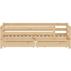 FLEXA Sängar FLEXA Classic Raw Enkeltseng Med Sengehest Og Opbevaring 90 x 200 cm Fyrretræ