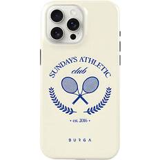 Burga Case for iPhone 15 Pro Max Shockproof Tennis Racket Elegant White