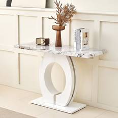 Furniture In Fashion Halo High Gloss White Milo Marble Effect Console Table