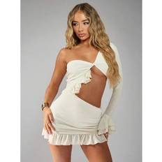 Missguided Asymmetric Twisted Bust Frill Detail Cut Out One Sleeves - Summer Resort